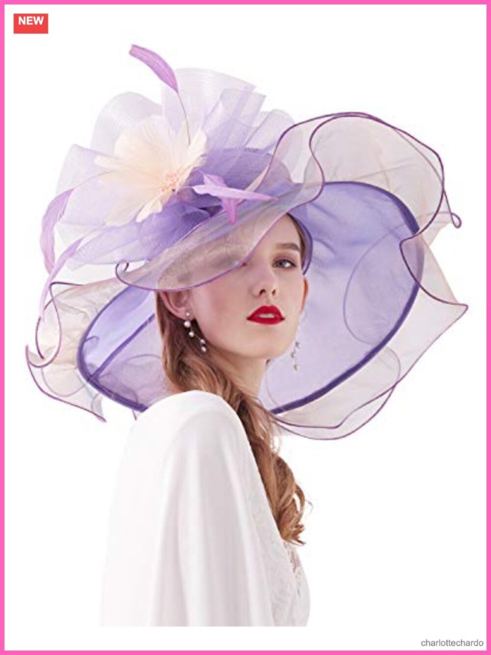 Women Derby Church Organza Flower Wedding Tea Party Fascinator Wide Brim Sun Hat